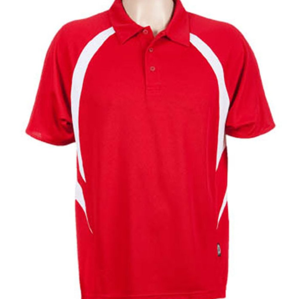 Aus Spirit Liberator Mens Polo (336) KoolDri Poly Casual Work Red/White BNWT - Picture 6 of 6